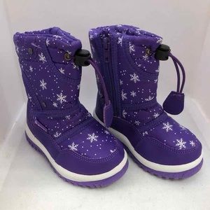 Little girls Snow purple faux fur winter ski ankle boots, size EU 22